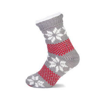 Huissokken grijs-rood maat 36-42