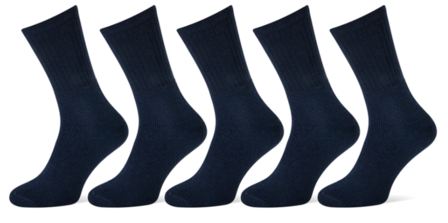 Sportsokken marineblauw 5-pack maat 43-46