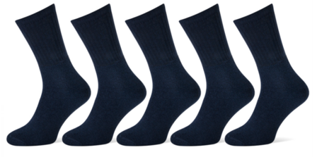 Sportsokken marineblauw  5-pack maat 39-42