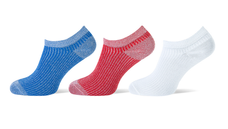 Sneaker sokken 3-pack glitters rood-wit-kobalt