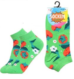 Grappige sokken aardbei groen  (35-44)